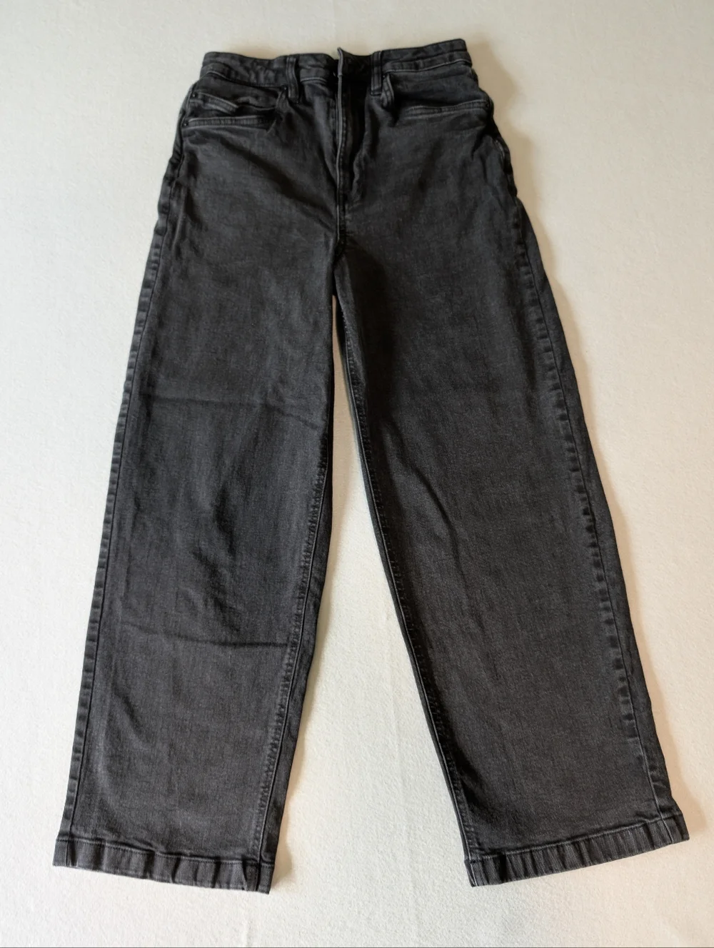 Kenneth Cole High Rise Wide Leg Faded Black Women's Jeans Sz 6 28X28 Ankle Crop